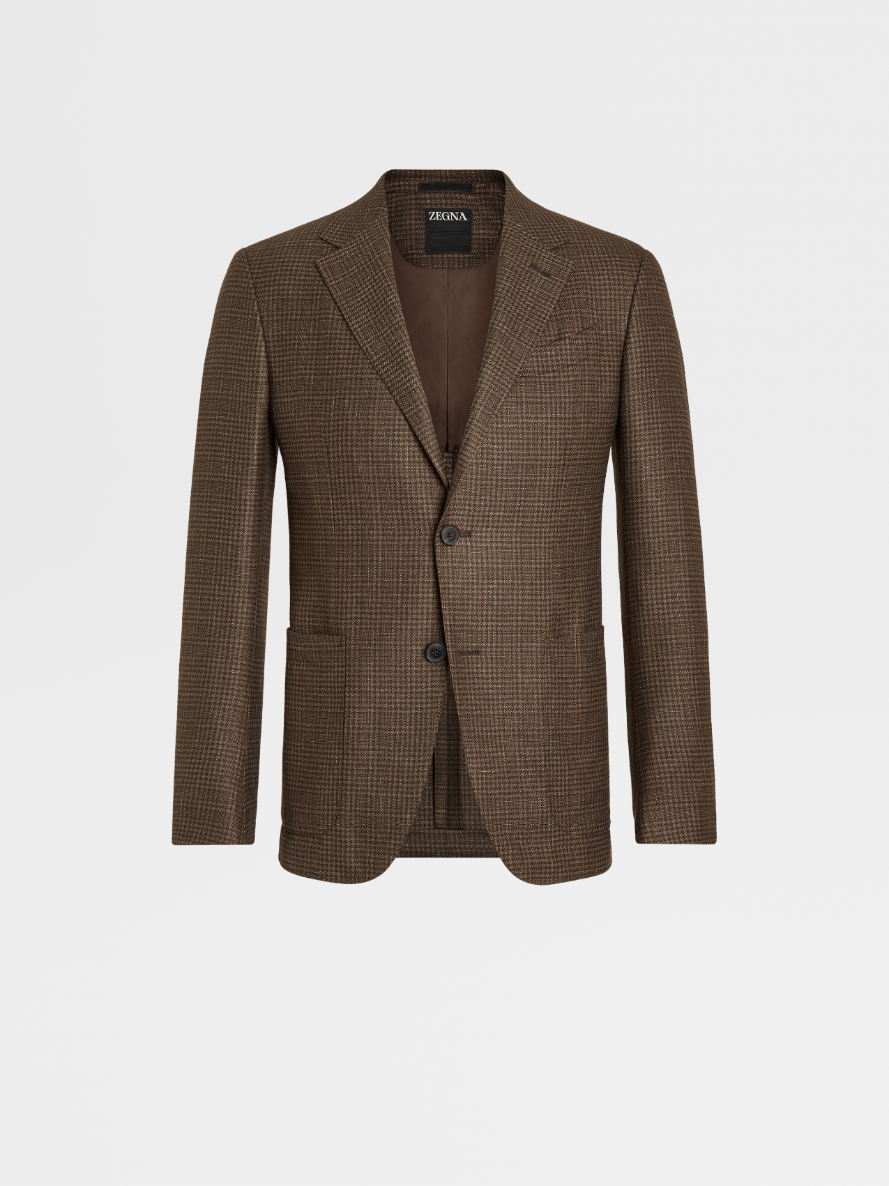 Brown Prince of Wales Cashmere Silk and Linen Jacket